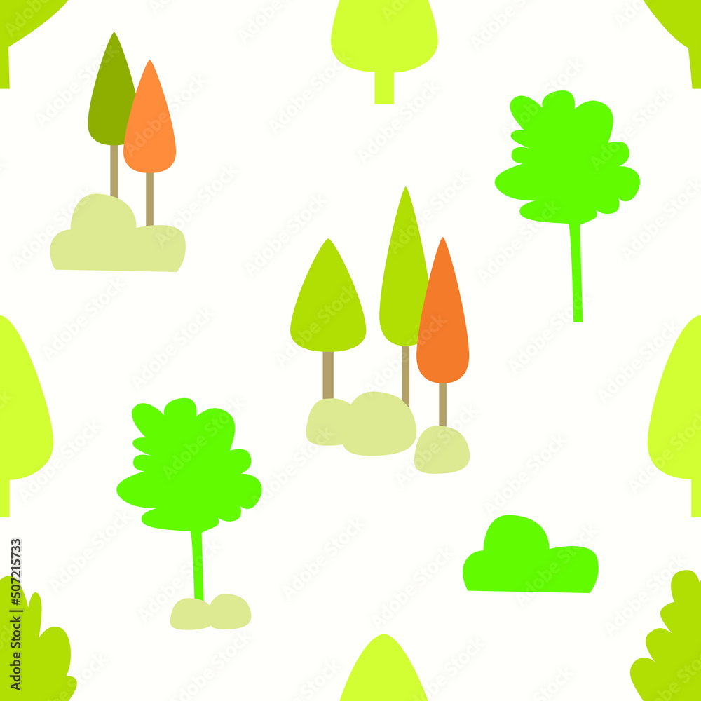 Seamless color background forest clearing with trees