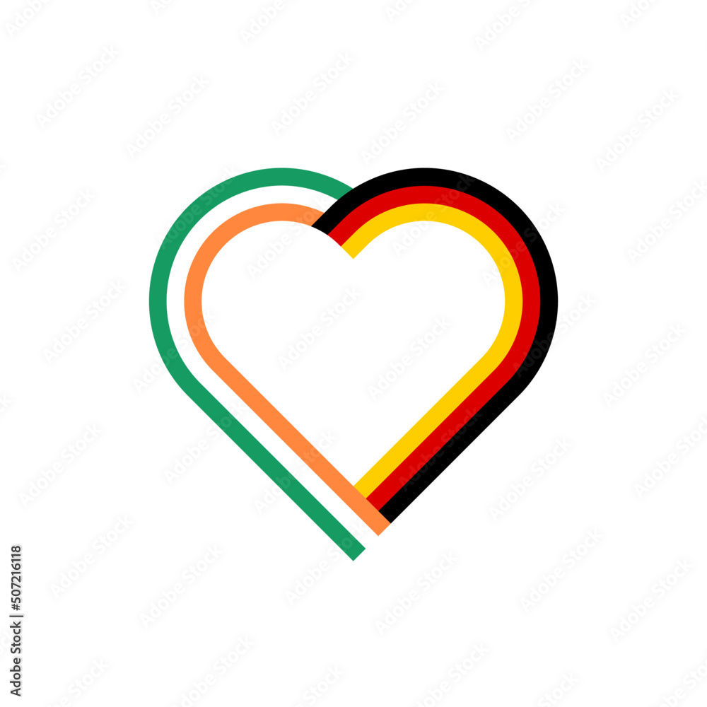 unity concept. heart ribbon icon of ireland and germany flags. vector illustration isolated on white background unity concept. heart ribbon icon of ireland and germany flags. vector illustration isolated on white background