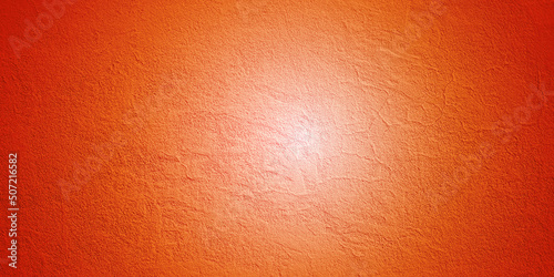 Panorama of Cement wall painted brown texture and orange white textured paper background. Texture of reflection on rough orange paint metal wall, abstract backdrop background texture..