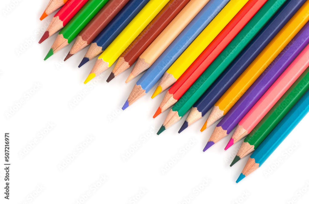 Color pencils isolated on white background.