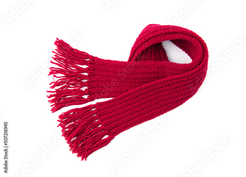 Red warm scarf on a white background photo