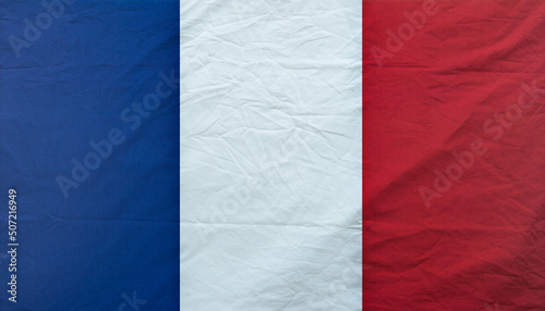 France national flag background with fabric texture.