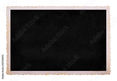 Old photo frame isolated on white. Vintage paper