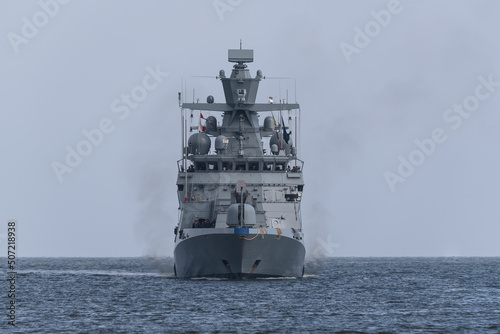 Fototapeta CORVETTE - A warship of the German Navy is sailing on sea