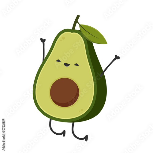 Avocado character design. Yoga avocado on white background.