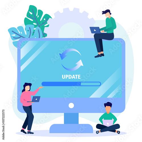 Illustration vector graphic cartoon character of system update