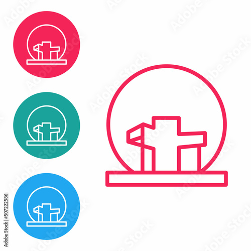 Red line Montreal Biosphere icon isolated on white background. Set icons in circle buttons. Vector