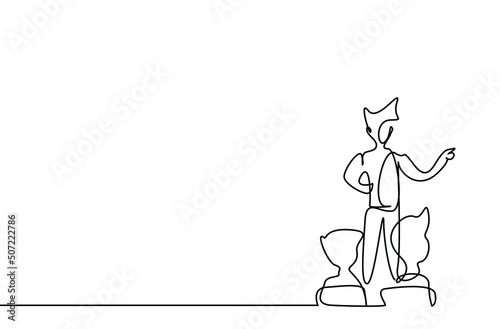 a businessman giving a presentation conference and people at meeting listening
