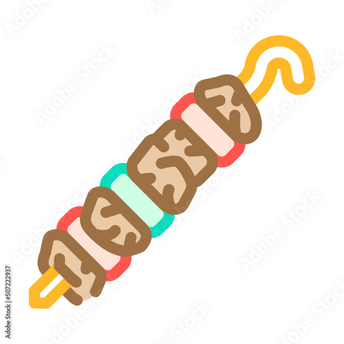 shashlik bbq fried meat color icon vector. shashlik bbq fried meat sign. isolated symbol illustration