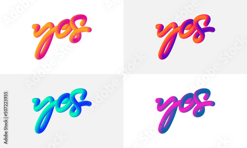 Modern Yes lettering line Blend Background, Vibrant gradient blended fluid photo