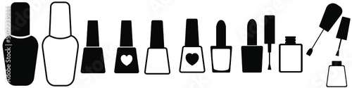 Nail Polish vector icon set. manicure illustration sign collection. female beauty symbol.