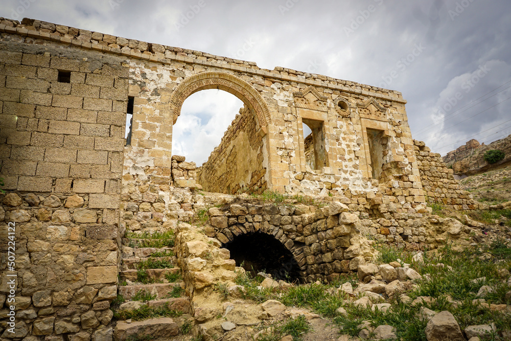 9 May 2022 Derik Mardin Turkey. Ruined church in Derik Mardin