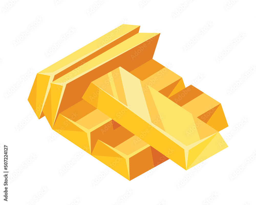 Gold bars icon for web, games, applications in cartoon style. Financial concept, banking business, prosperity, treasure symbol. isolated object on white background Gold bars icon for web, games, applications in cartoon style. Financial concept, banking business, prosperity, treasure symbol. isolated object on white background