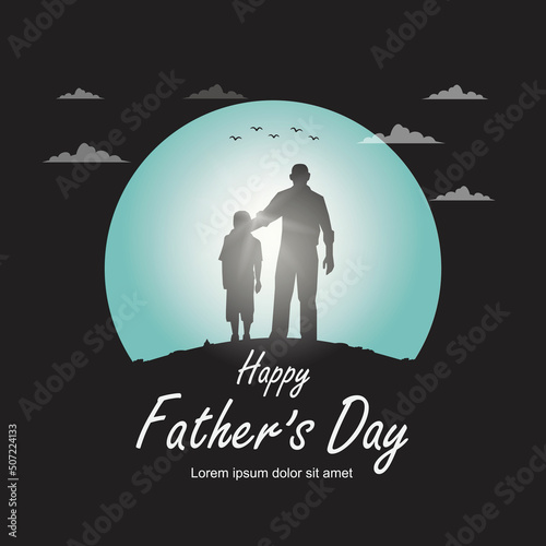 happy father's day design in blue circle
