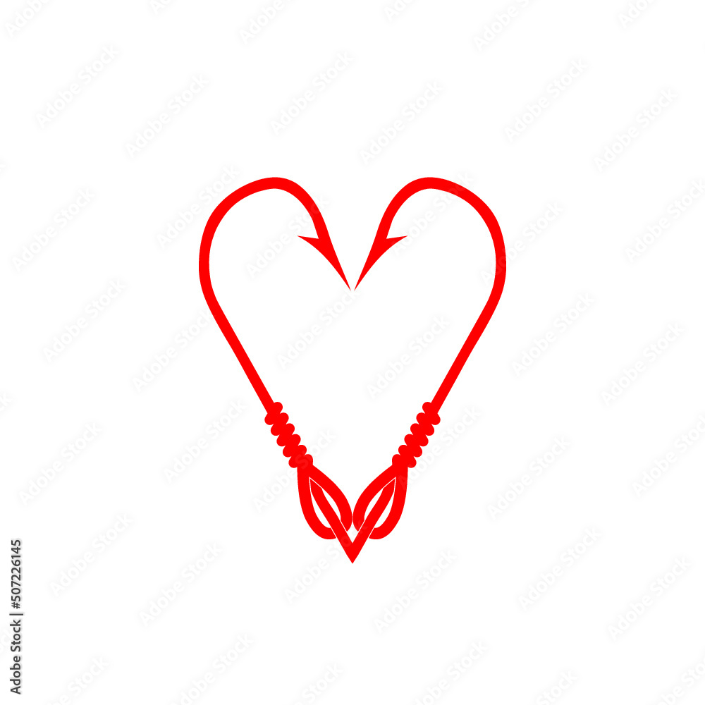 Fishing hook love heart sign icon isolated on white background Fishing hook love heart sign icon isolated on white background