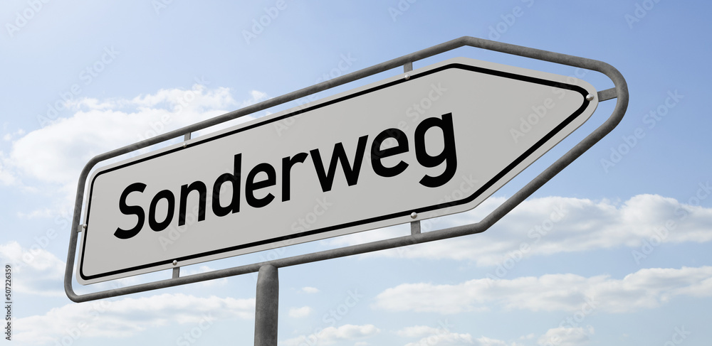 Fototapeta premium Pfeilwegweiser mit der Beschriftung Sonderweg