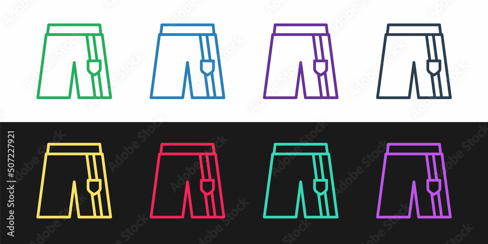 Set line Short or pants icon isolated on black and white background. Vector Set line Short or pants icon isolated on black and white background. Vector