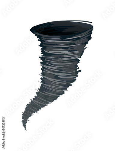 Tornado. Stylized cartoon hurricane icon. Rotating twister in flat style design. illustration of weather cataclysm