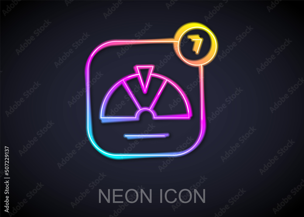 Glowing neon line Lucky wheel icon isolated on black background. Vector Glowing neon line Lucky wheel icon isolated on black background. Vector