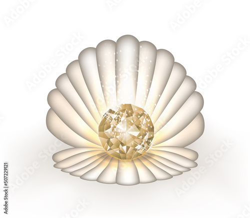 Vip card diamond and seashell. vector illustration