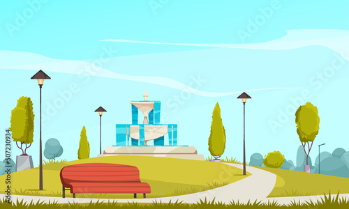 Fountain Cartoon Illustration