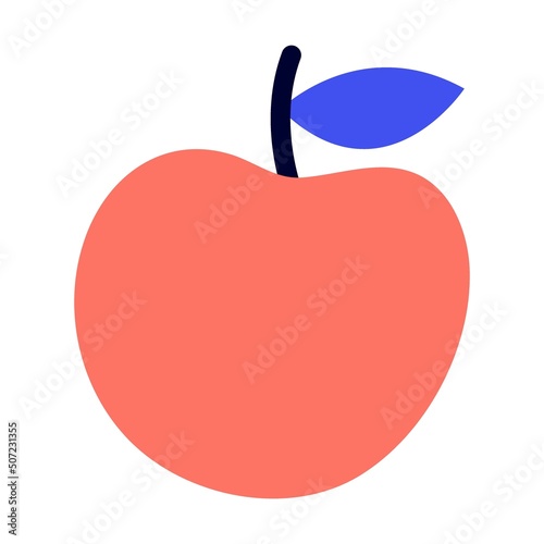 Red juicy apple fruit. Cheerful woman thinking over her snack and choosing between junk and healthy food. Vector illustration for health concept