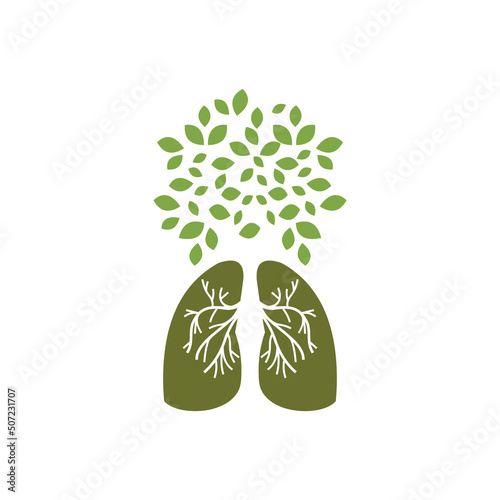 lungs with a leaf concept that interprets love for the environment