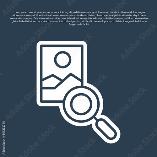 Blue line Photo retouching icon isolated on blue background. Photographer, photography, retouch icon. Vector