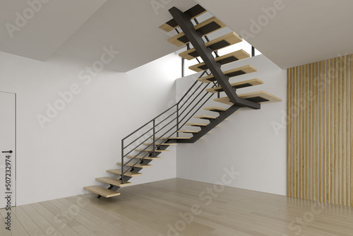 Slika na platnu Interior empty room with stair 3D rendering