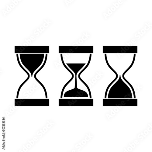 Set of sand clock icons isolated on white background