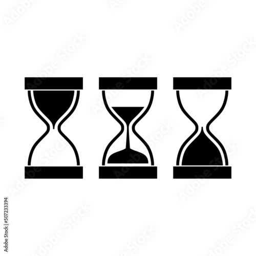 Set of sand clock icons isolated on white background