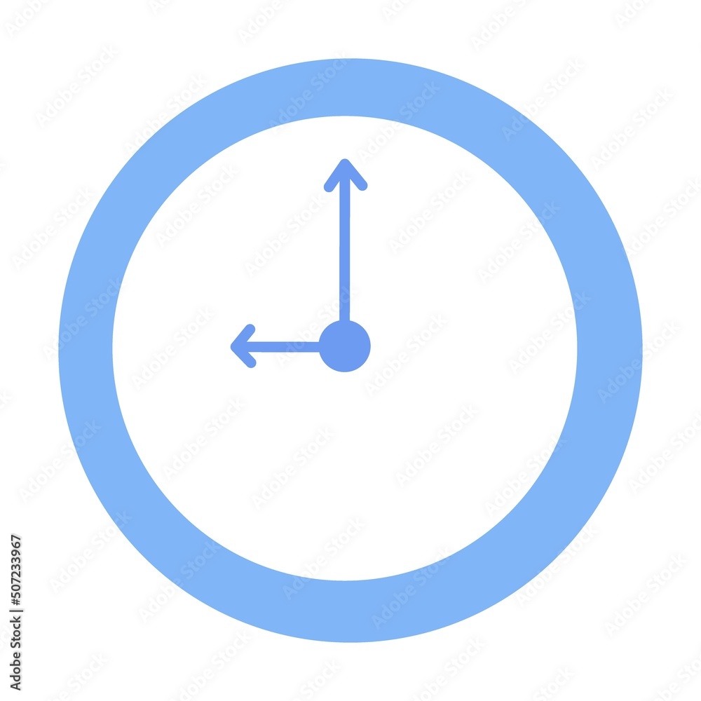 Round wall clock. Simple flat vector isolated on white background Round wall clock. Simple flat vector isolated on white background