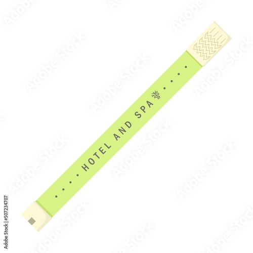 Hotel and SPA. Bracelet for event or concert entrance vector illustration. Colorful plastic wristbands for hand, party, festival or hotel admission isolated on white