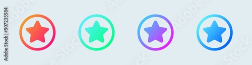 Stars icon set in circle and gradient colors. User interface vector icon.