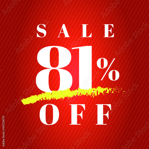 81% off tag eighty one percent discount sale white letter red gradient background