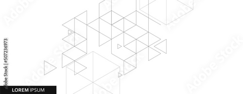 Vector banner design. White background with hexagon and triangles pattern