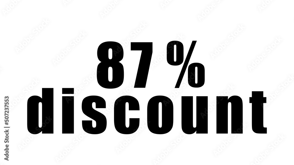 Percentage discount written in black on a high quality isolated white background