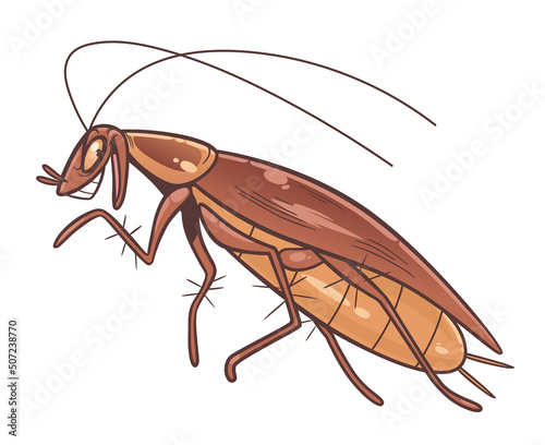 Cartoon laughing cockroach on the white background vector illustration. 