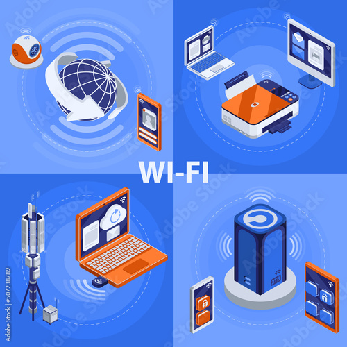 Wireless Technology Concept Icons Set