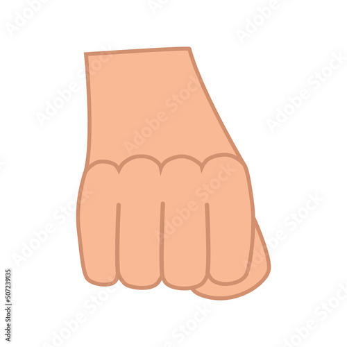 Fist hand gesture is a symbol of striking. Vector illustration is a demonstration of strength.