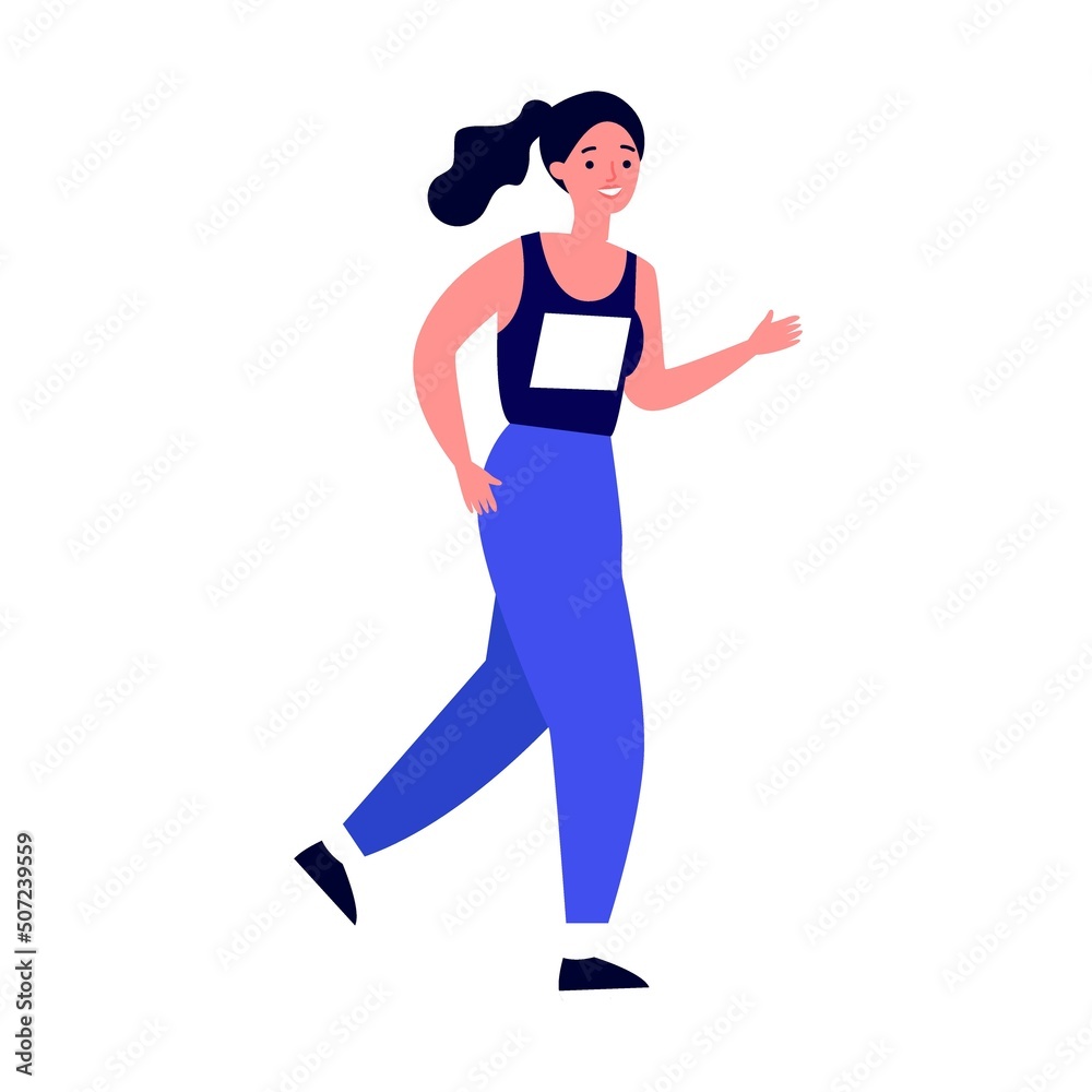 Family jogging in city park. Parent running marathon. Vector illustration for lifestyle, outdoor activity, sport, leisure, fitness concept Family jogging in city park. Parent running marathon. Vector illustration for lifestyle, outdoor activity, sport, leisure, fitness concept
