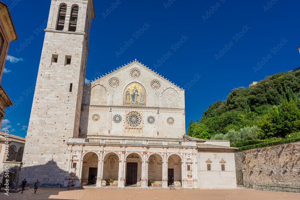 Fototapeta premium SPOLETO, ITALY, 7 AUGUST 2021 View of Spoleto Cathedral