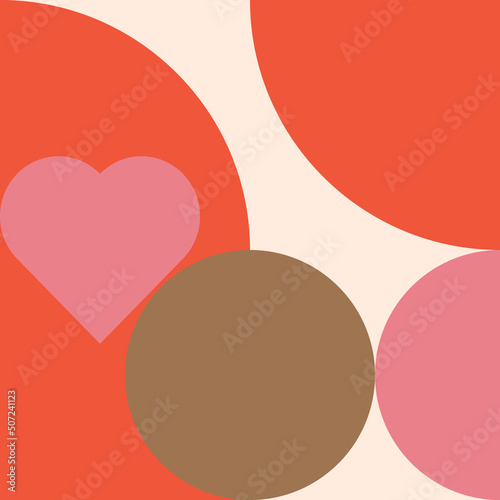 Wallpaper Mural Romantic vector abstract  geometric background with hearts, circles, rectangles and squares  in retro Scandinavian style. Pastel colored simple shapes graphic pattern. Abstract mosaic artwork. Torontodigital.ca