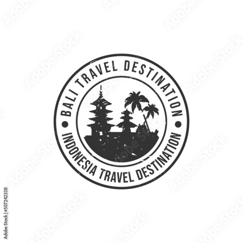 Bali logo sign. Travel rubber stamp with the name and map of island