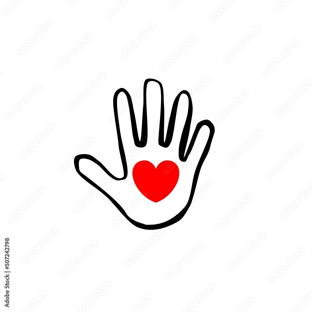 Obraz premium Hand Holding icon. Heart on hand logo