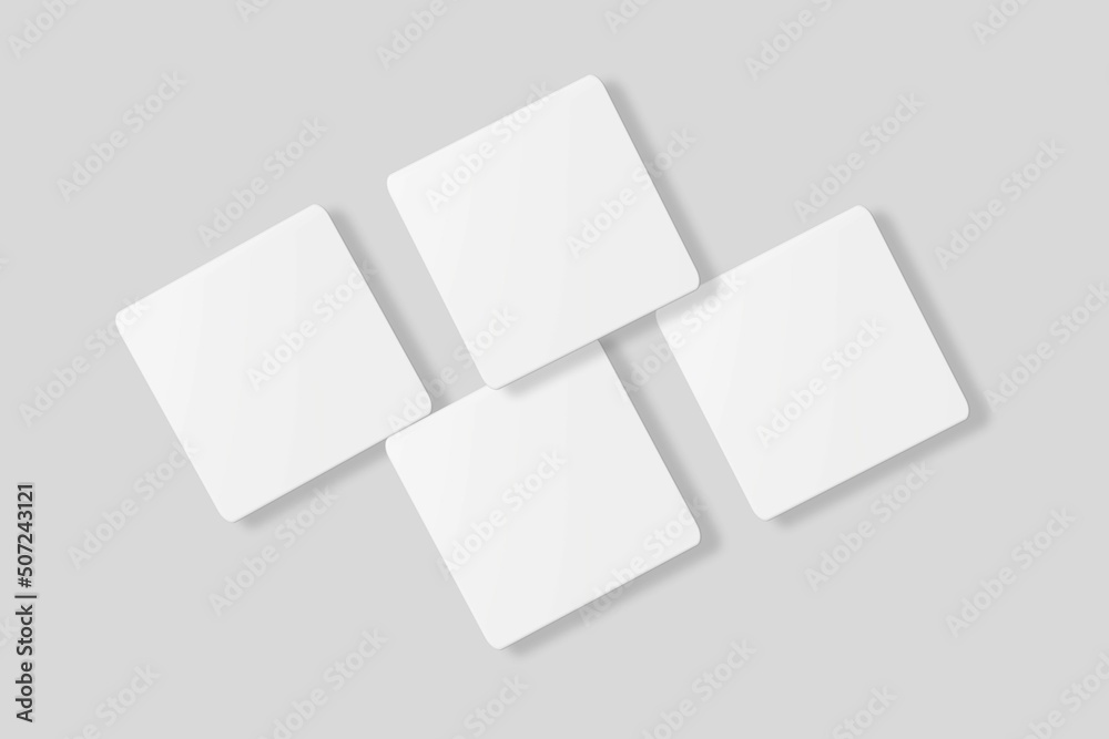 Floating blank square business card for mockup. 3D Render. Floating blank square business card for mockup. 3D Render.