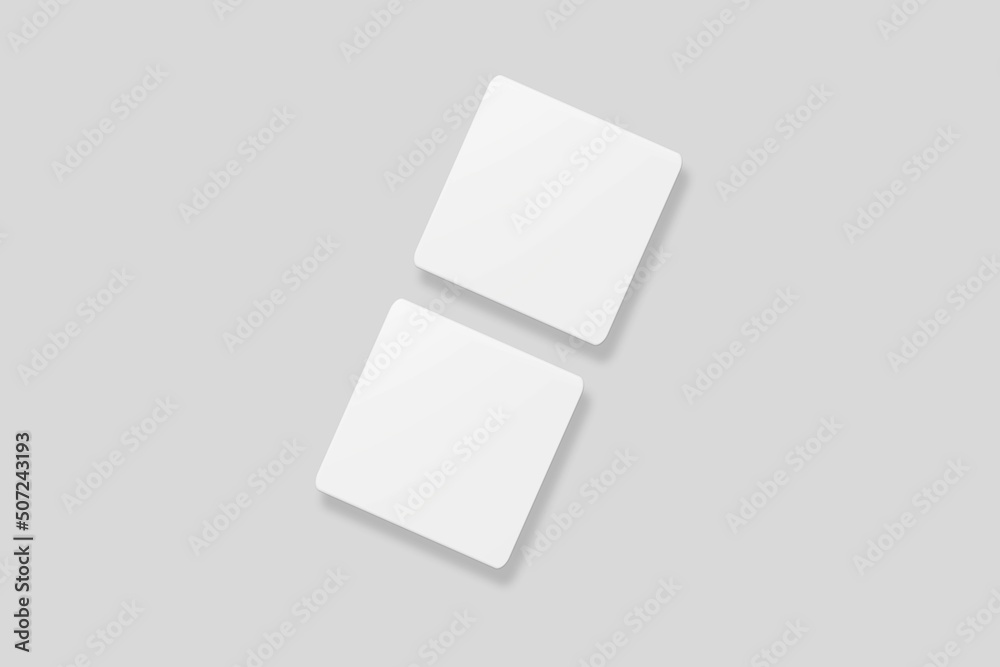 Floating blank square business card for mockup. 3D Render. Floating blank square business card for mockup. 3D Render.