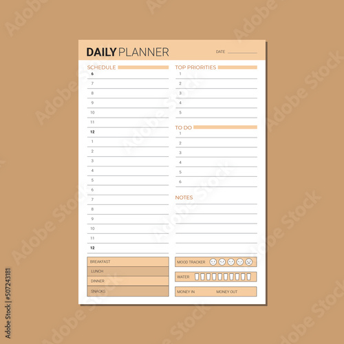 Daily planner printable template, Daily to do list printable, 