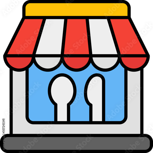 restaurant outline color icon