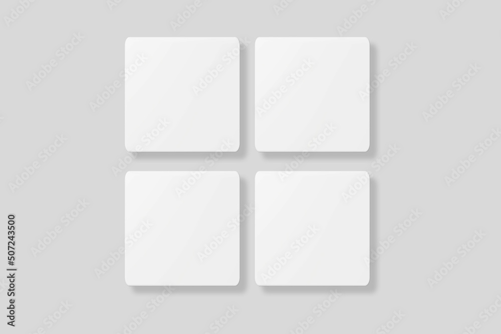 Floating blank square business card for mockup. 3D Render. Floating blank square business card for mockup. 3D Render.